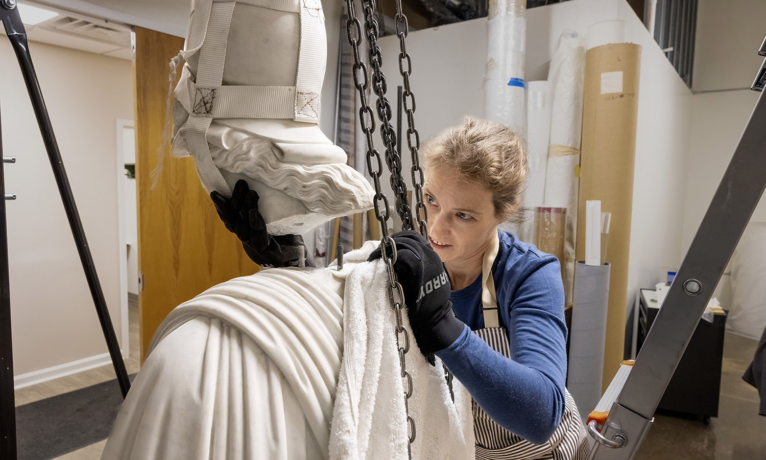 The crane allowed Paige Isaacs to control the process without sudden movements.