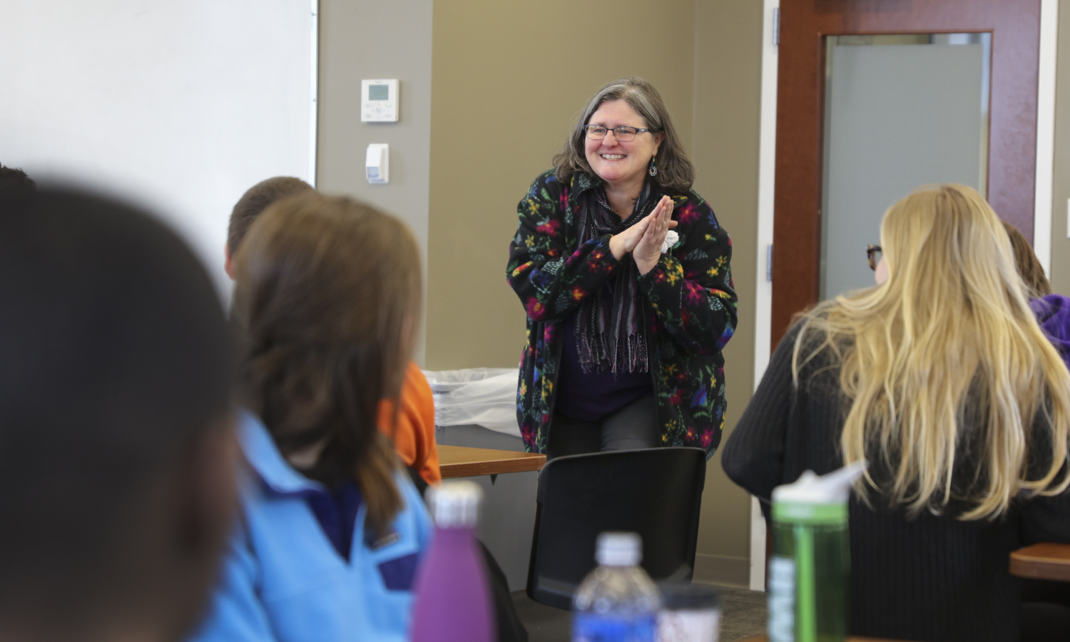 Prof. Mary Kelly teaches a course.