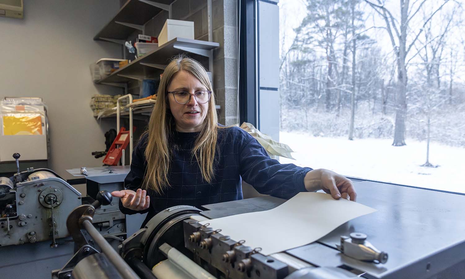 Director Mary Tasillo in the Book Arts Center