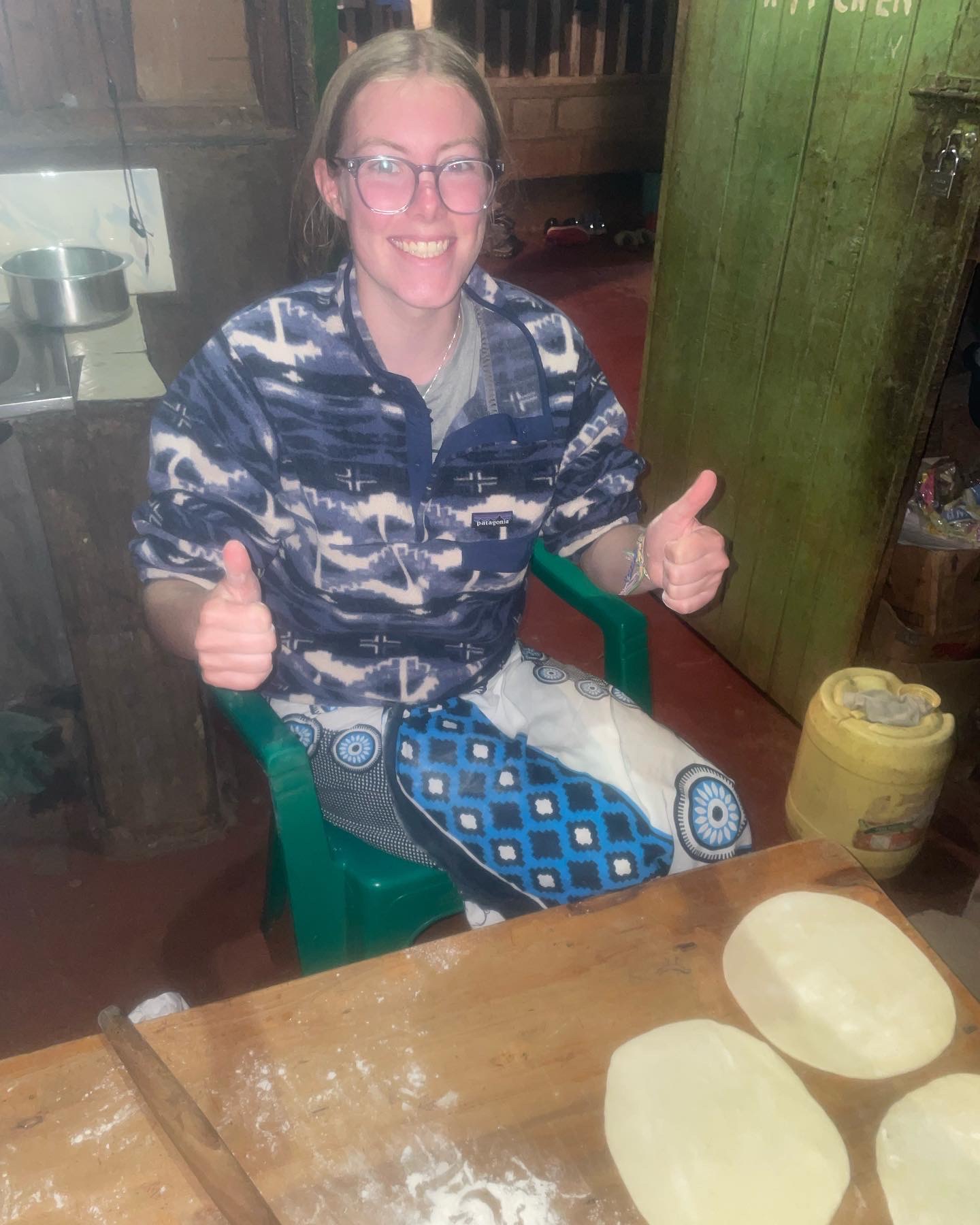 Mary makes chapati at her homestay.