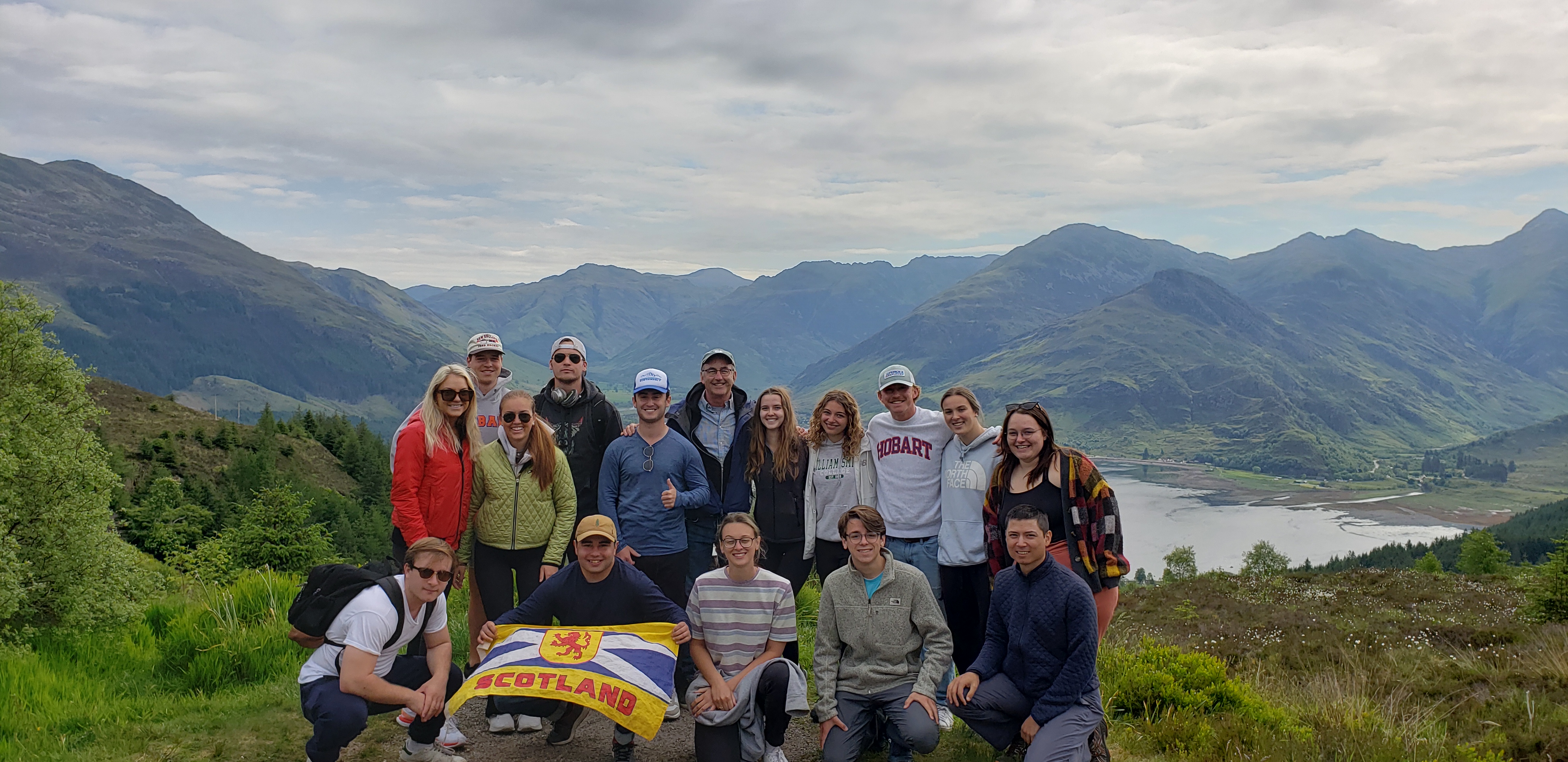 Students gather for a photo in Scotland