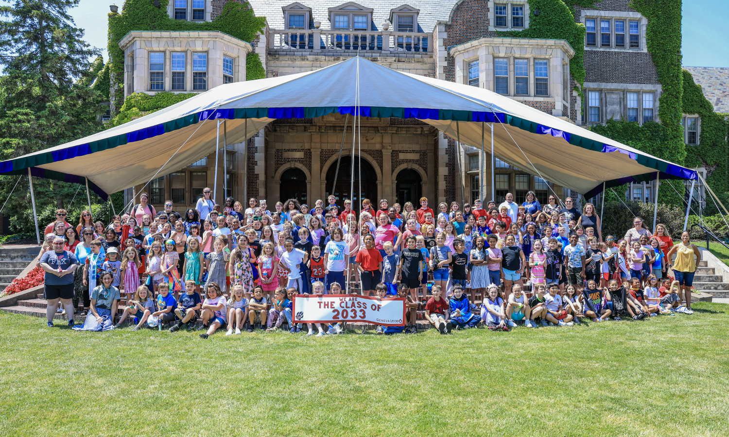 group photo on coxe hall steps