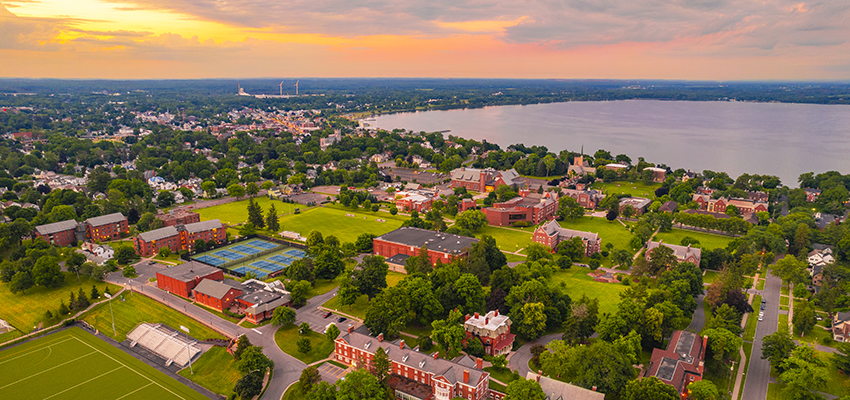 sunrise over campus