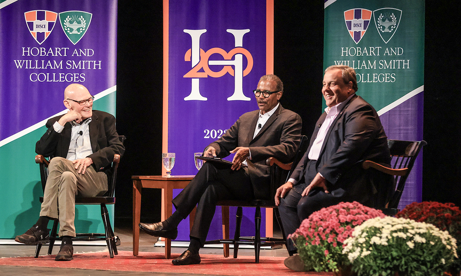 Carville, Whitaker and Christie on stage