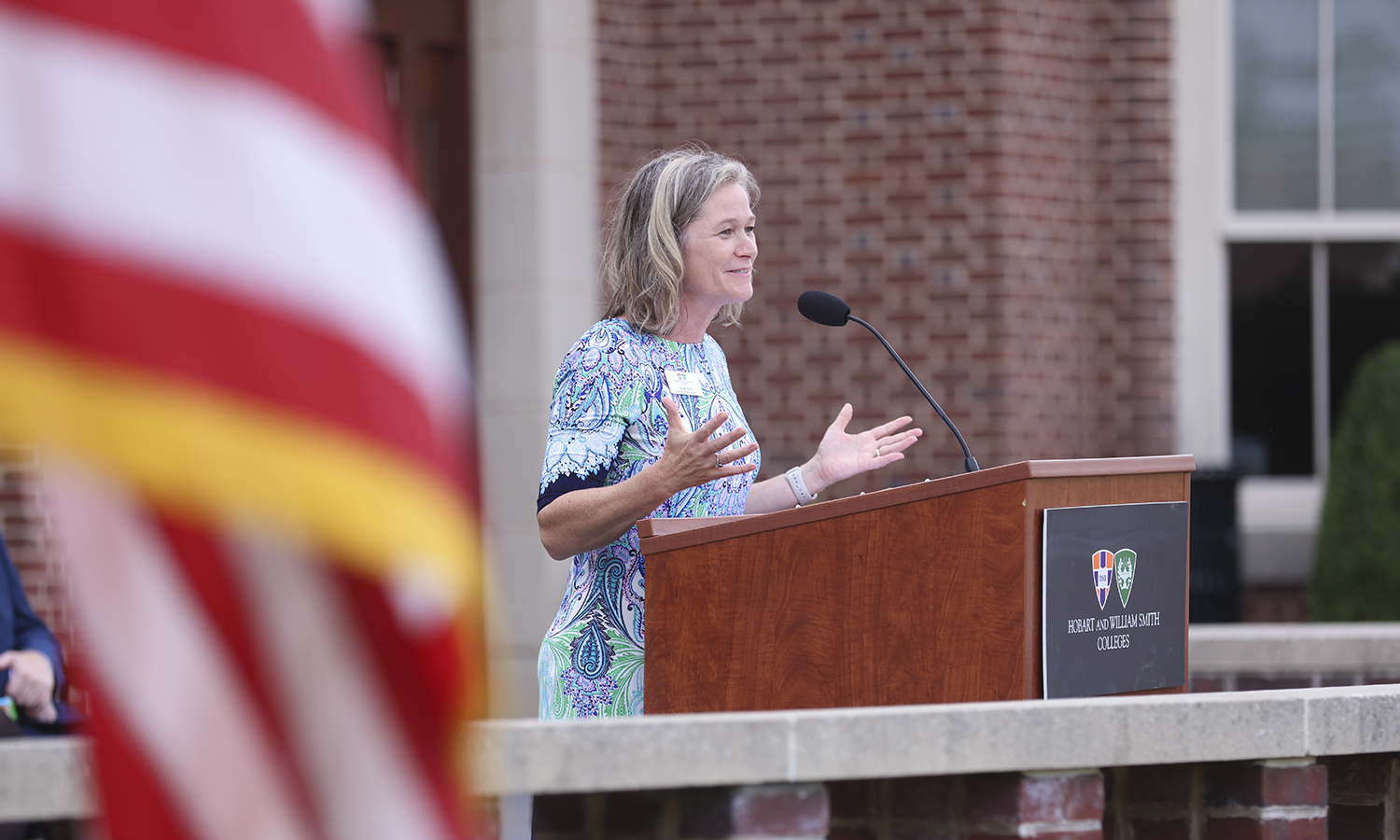 Sarah Kirk at podium