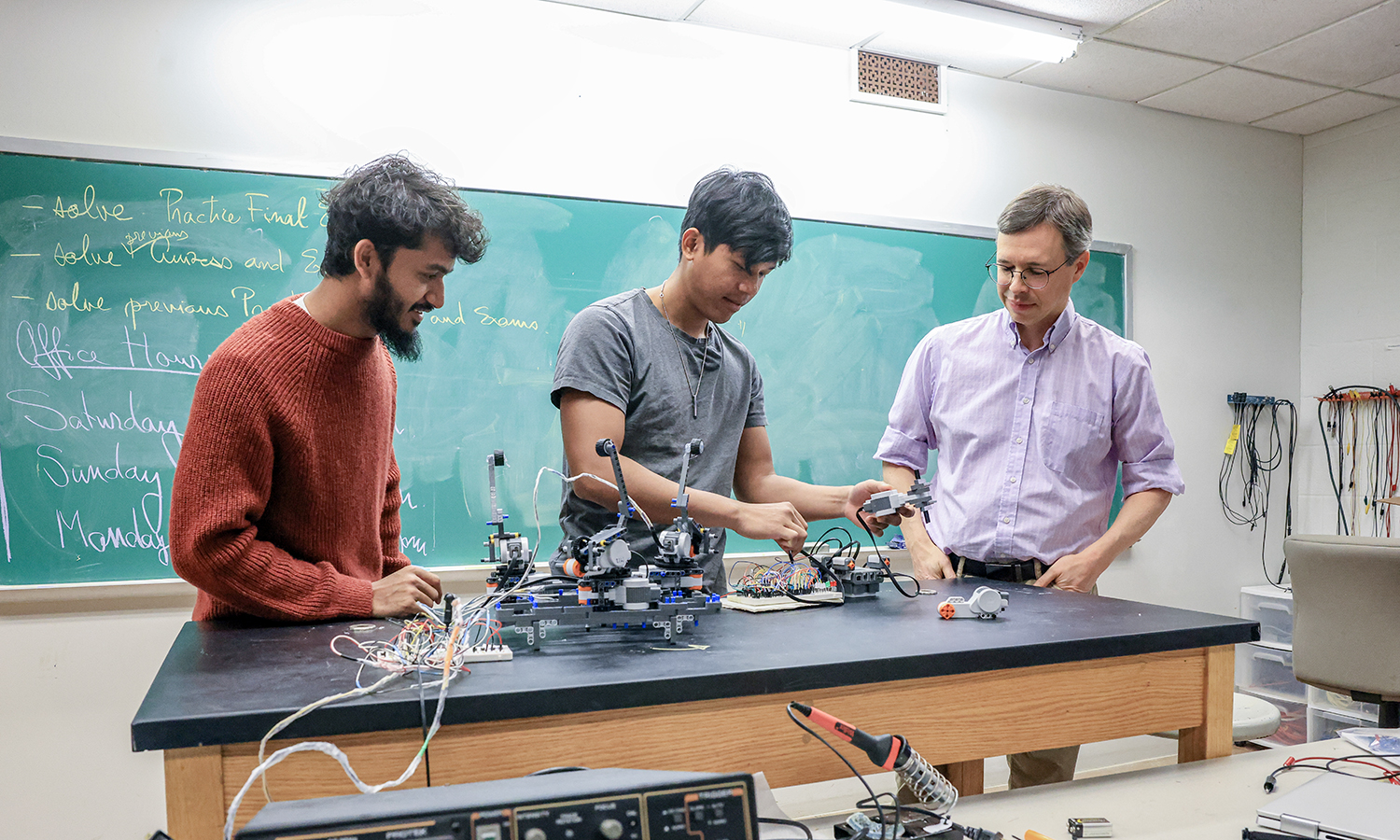 Students work on robots