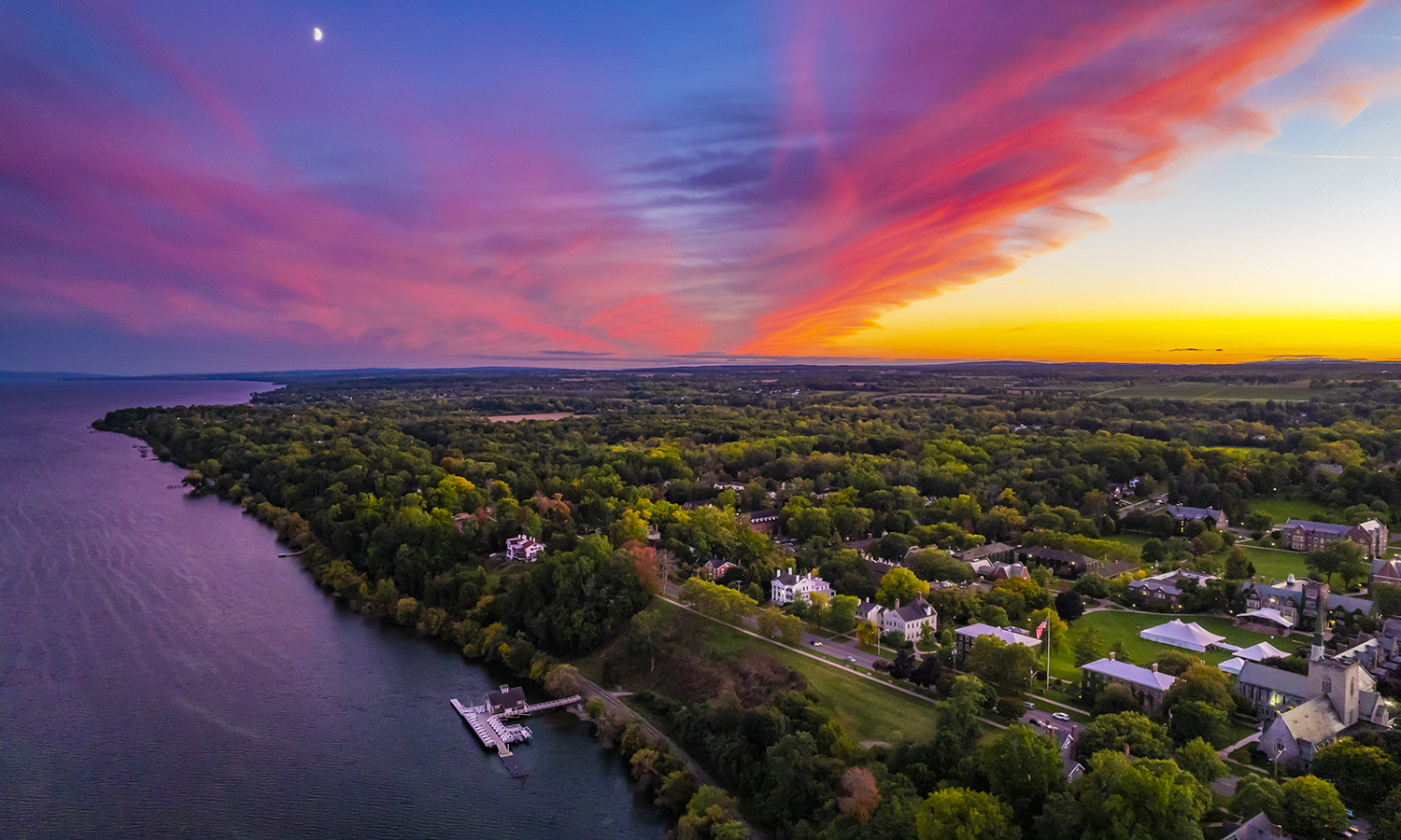 The sun sets over campus during Homecoming and Family Weekend 2022.