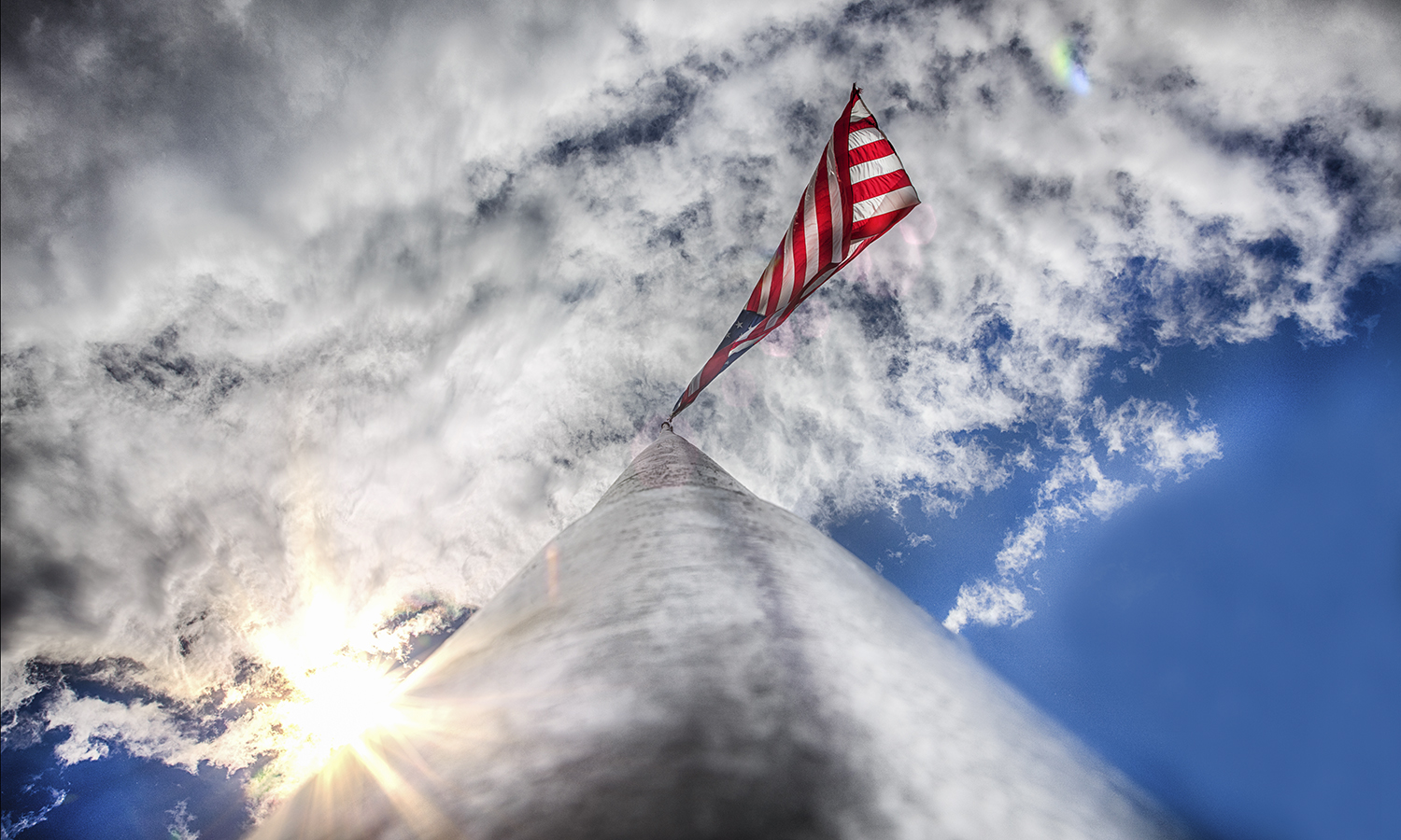 Straight up shot of the American flag