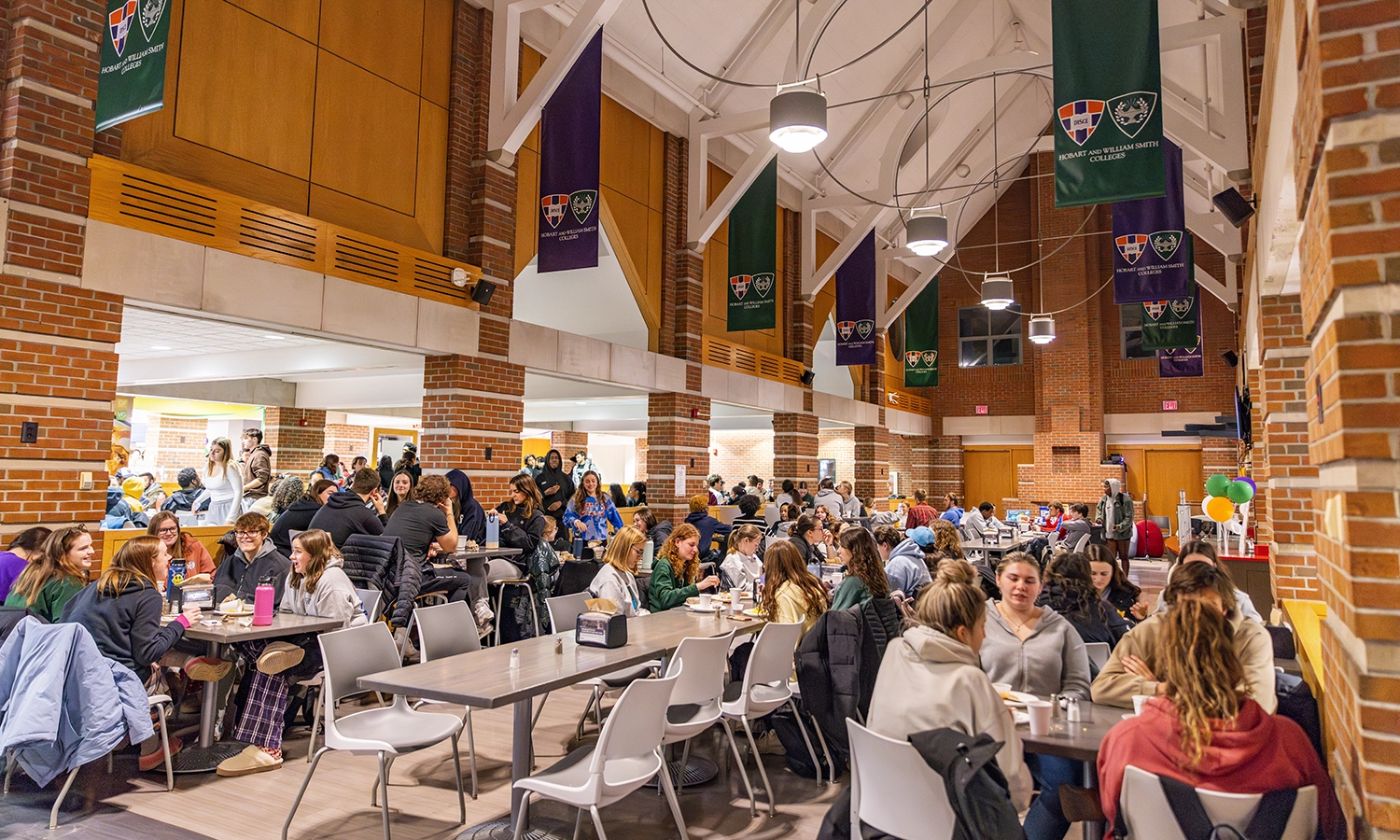  Students gather in the Great Hall of Saga for the annual midnight breakfast before the first day of final exams.