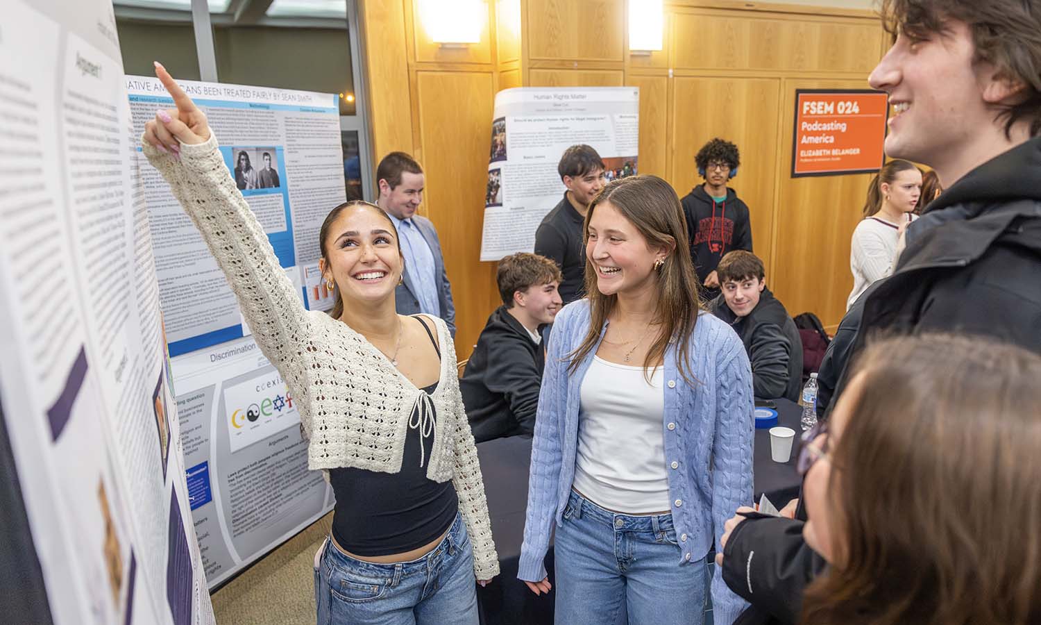 Sofia Carney ’29 speaks about “Intersecting Barriers Shaping Social Mobility” which she researched in “Encountering Difference” with Associate Professor of Religious Studies Shalahudin Kafrawi. 