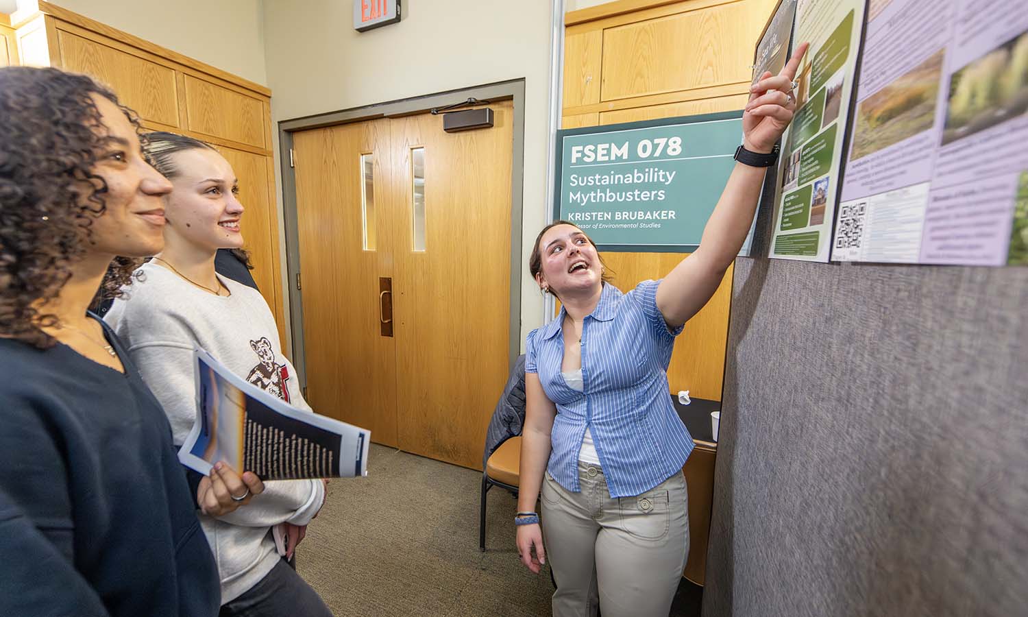 During “Sustainability Mythbusters” with Professor of Environmental Studies Kristen Brubaker, Gabrielle Thompson ’29 researched the sustainability of concrete. 