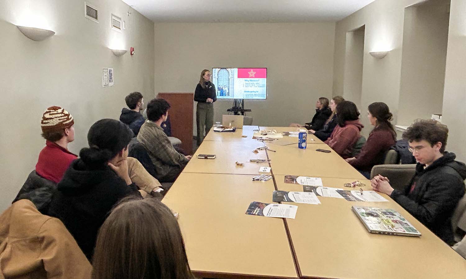 During a Peace Corps info session, Johanna Golden ’23 talks about her time volunteering in Morocco. 