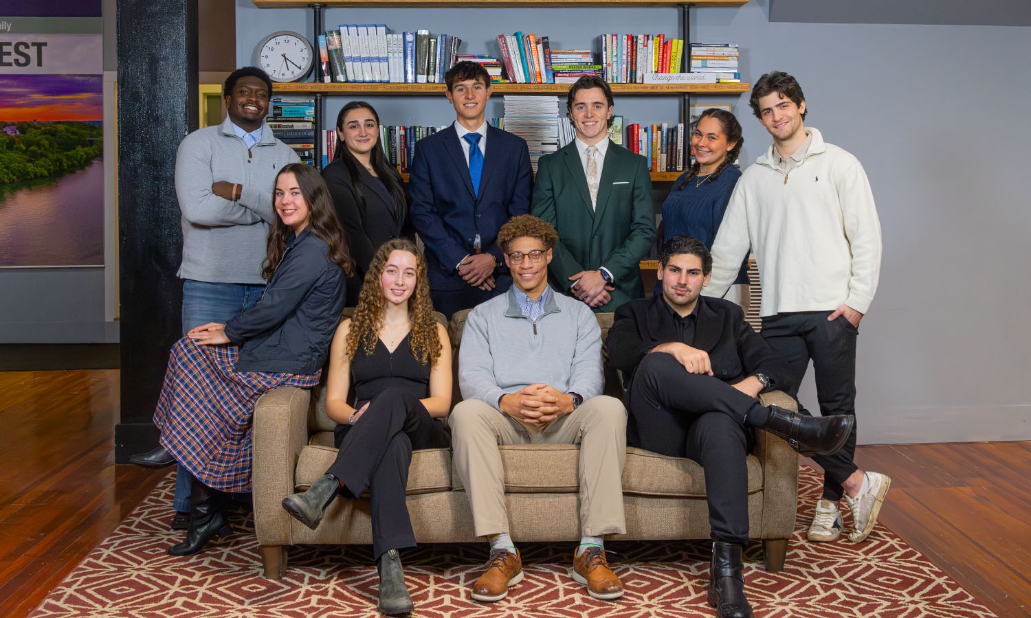 Semifinalists of the 15th annual Todd Feldman ’89 and Family Pitch Contest gather in the Bozzuto Center for Entrepreneurship. 