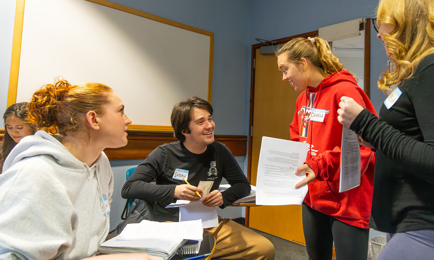 Students role play as negotiating nations in Professor of International Relations Kevin Dunn's "Theories of International Relations." 