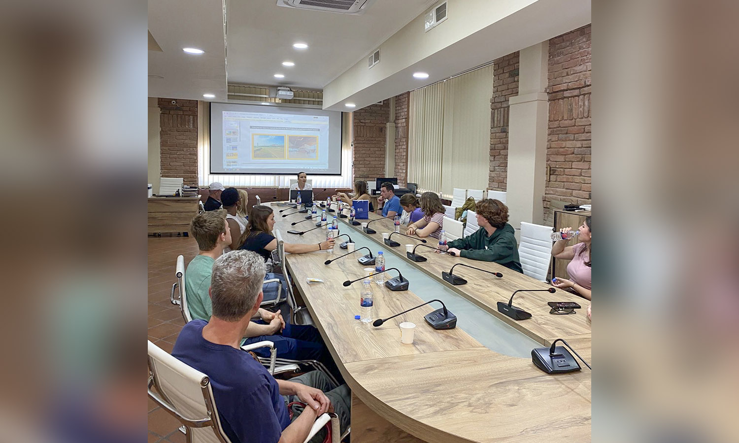 While visiting the tourism center in Kutaisi, Georgia, students learn about the latest developments and initiatives of the city. 