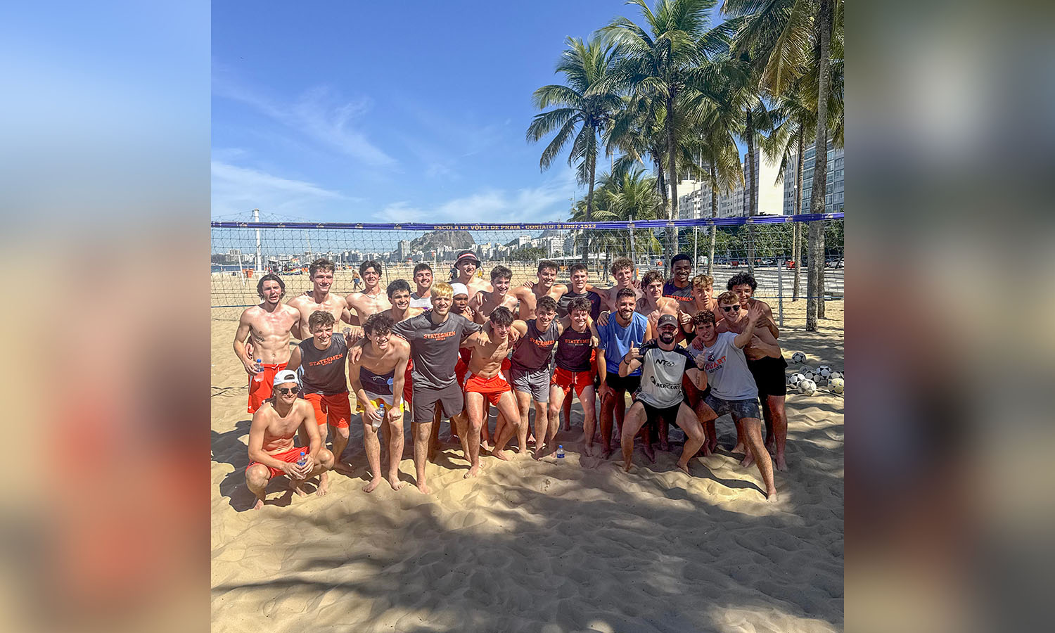The Statesmen soccer team learned the sport of FootVolley from two professional Brazilian players on the famous Copacabana beach.  