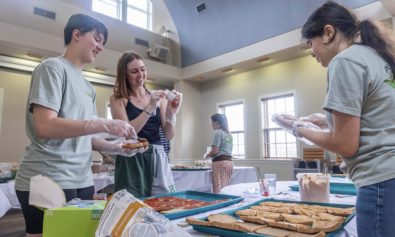 Hosted by the Food Recovery Network, students make more than 2,000 sandwiches to be distributed to the local Geneva community. 