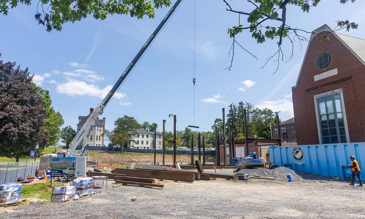 Construction continues on the Fish Center for the Sciences. 
