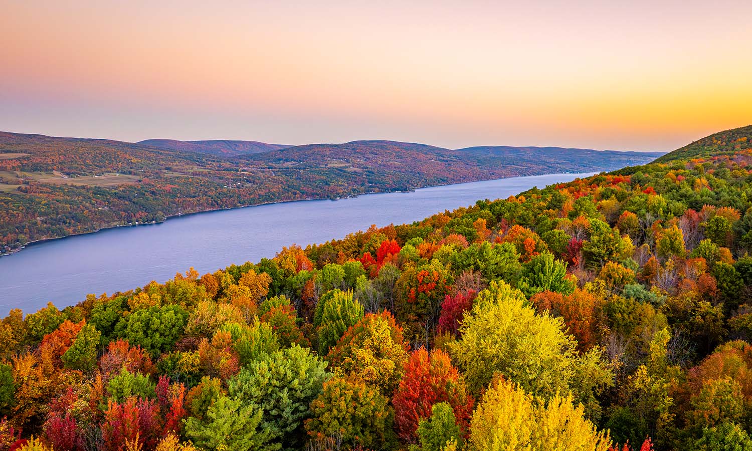Fall foliage takes full effect around the southern end of Canandaigua Lake. 