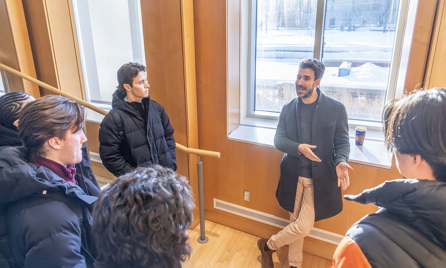 Climate change activist and musician in the band AJR Adam Met connects with students after serving as a guest lecturer in “Leadership and Learning in Entrepreneurial Ventures.” 