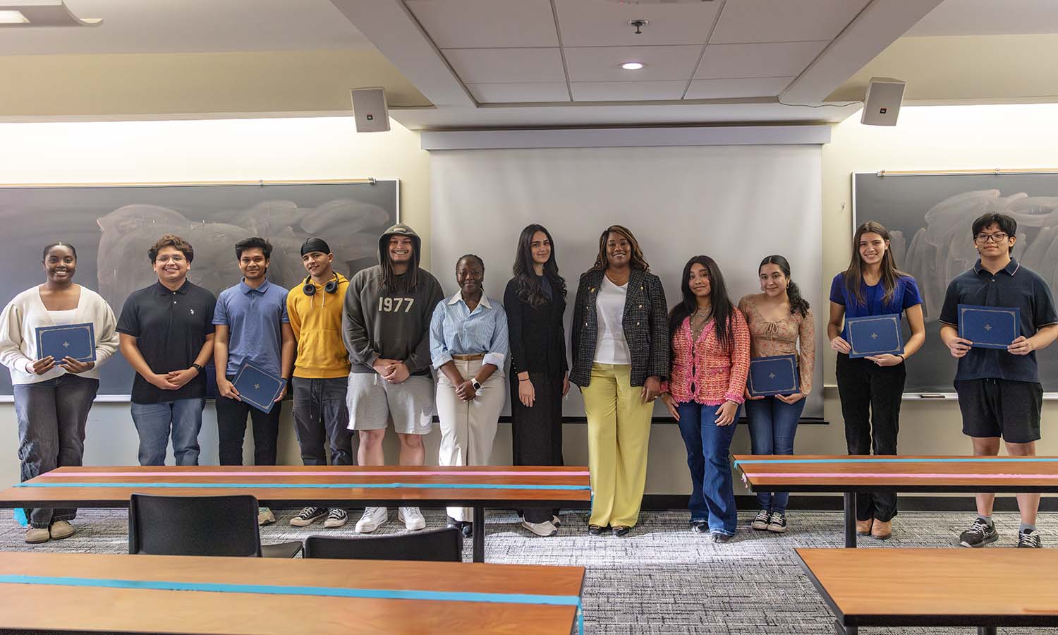 The 2026 STEM scholars pose for a photo following their induction ceremony with keynote speaker and Associate Provost at Xavier University Florastina Payton-Stewart. 
