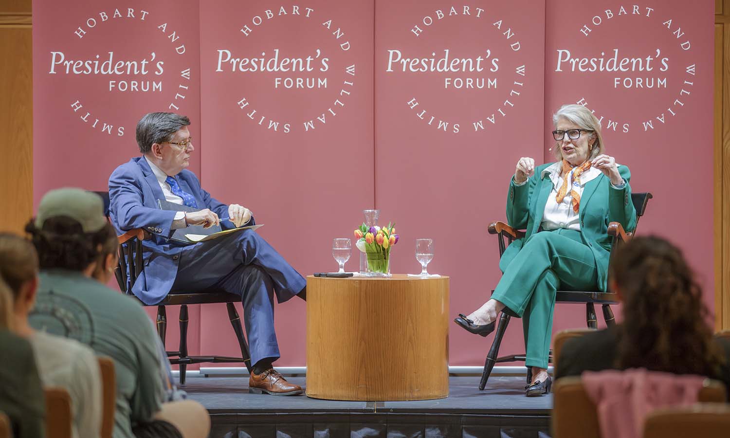 President Mark D. Gearan has a conversation on the future of our oceans with Vikki Spruill P’12, president and CEO of the New England Aquarium during the President’s Forum. 