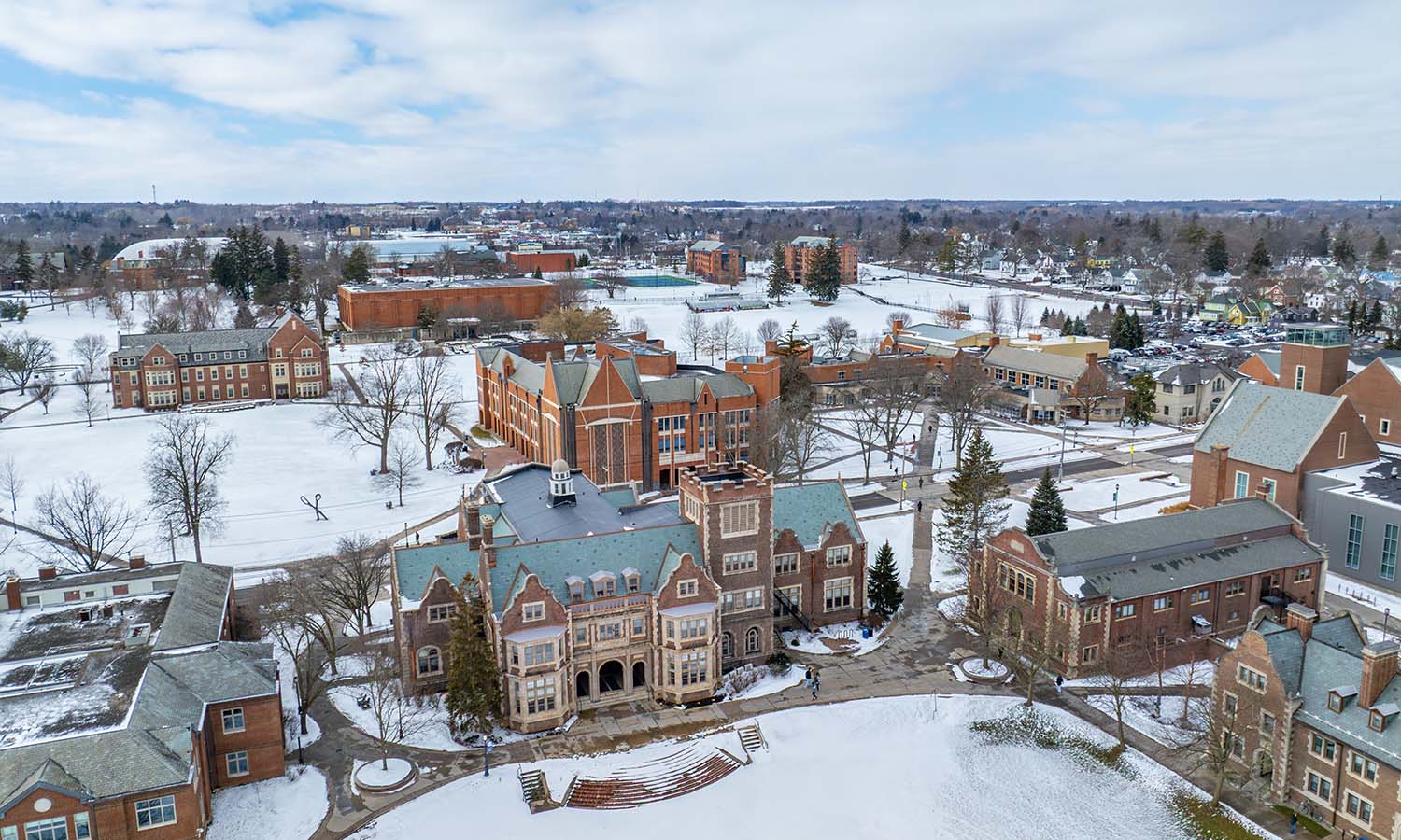 An aerial view of campus on Tuesday morning. 