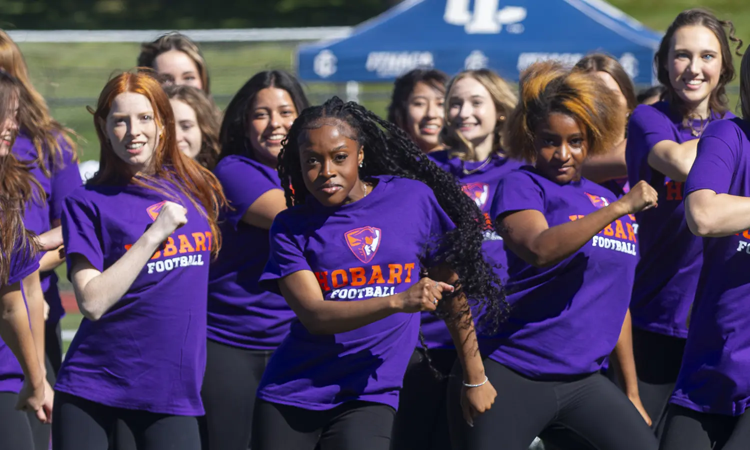 The Kinetic Dance Collective performs during halftime of the Homecoming football game. 