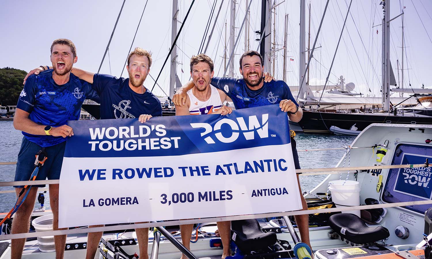 Anthony Carella ’22, Moritz Marchart ’22, Ryan Mulflur ’24 and David Ranney ’21 completed the “Toughest Row on Earth,” a 3000-mile journey across the Atlantic Ocean. The effort was a fundraiser for The Boys and Girls Club of Geneva and other charities. 