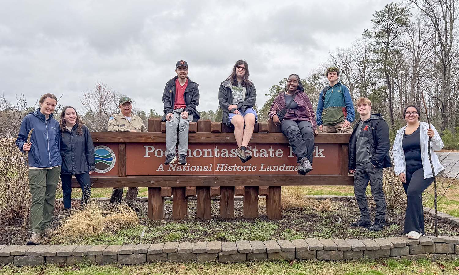 Students attend an Alternative Spring Break trip in Pocahontas State Park in Virginia where they helped rangers complete spring cleaning of facilities and trail systems.  
