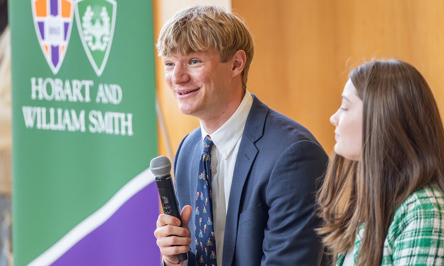 Magnus von Krusenstiern ’26 answers a question about student life during an Admissions panel.  