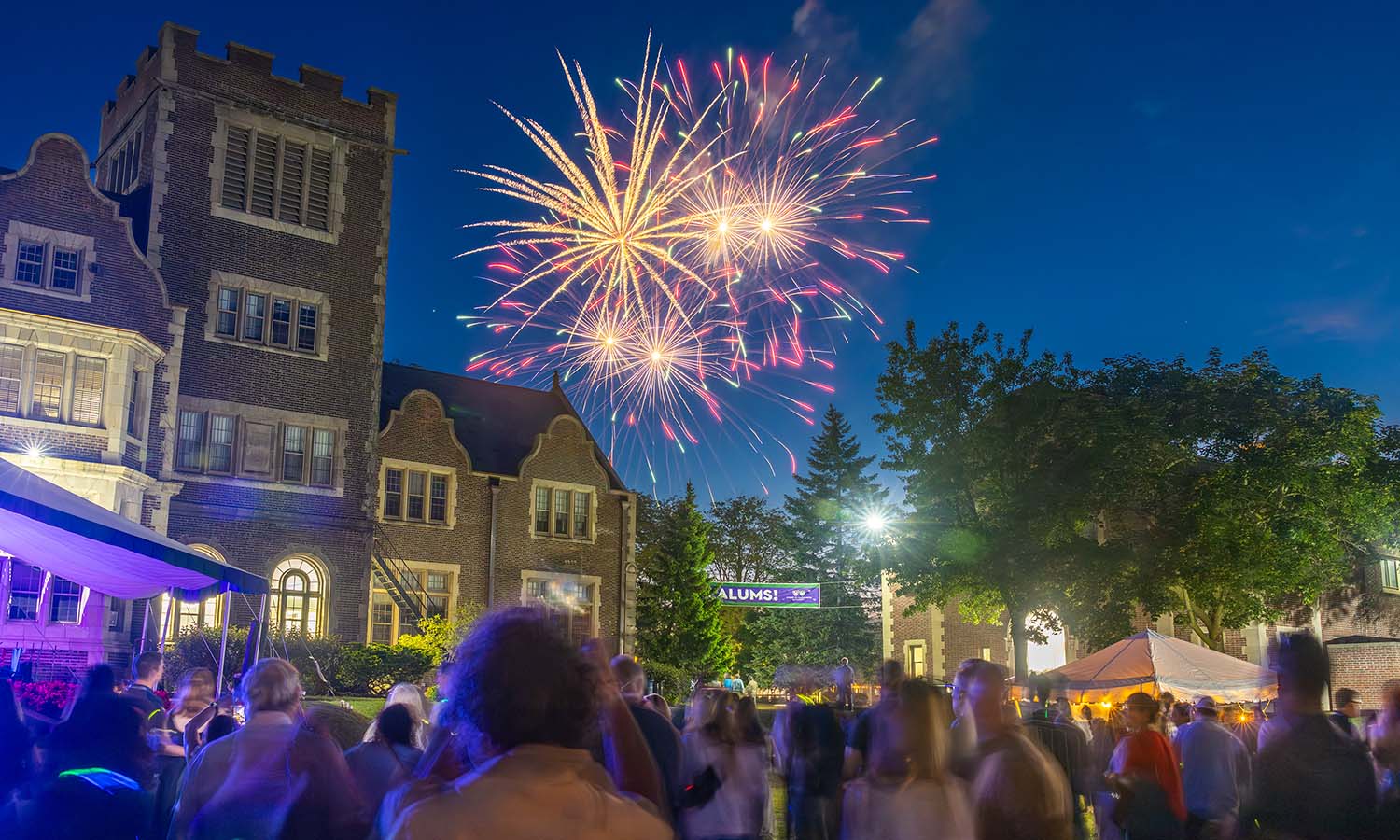 Fireworks illuminate the sky on Saturday night. 