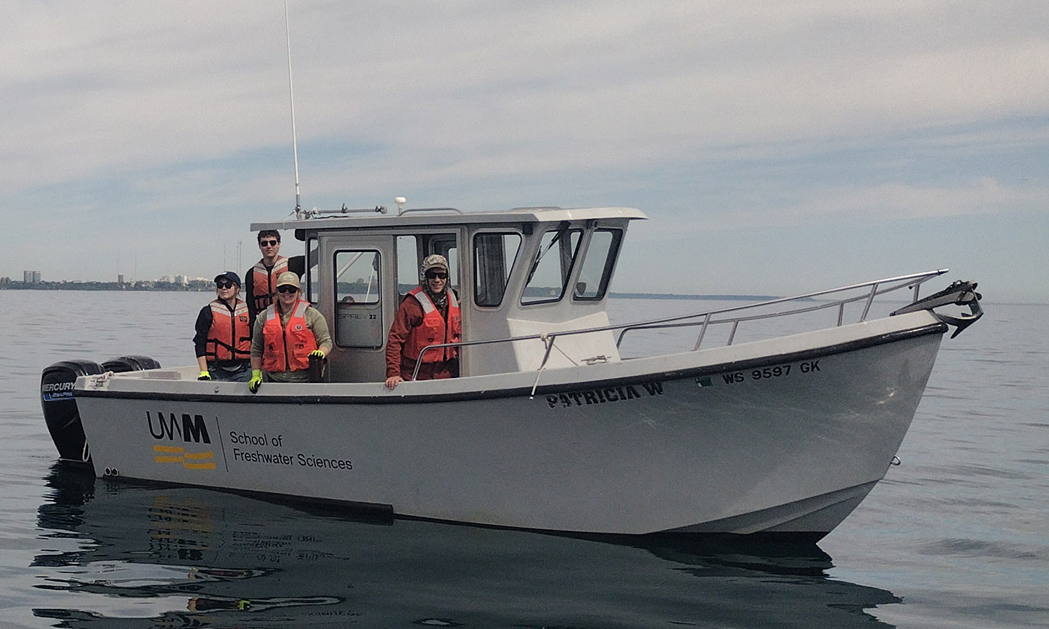 Ryan Agans '28 joins members of the Gerig Lab, an aquatic ecology research laboratory at the School of Freshwater Sciences, sampling Lake Michigan larval fish aboard the UWM Osprey.  