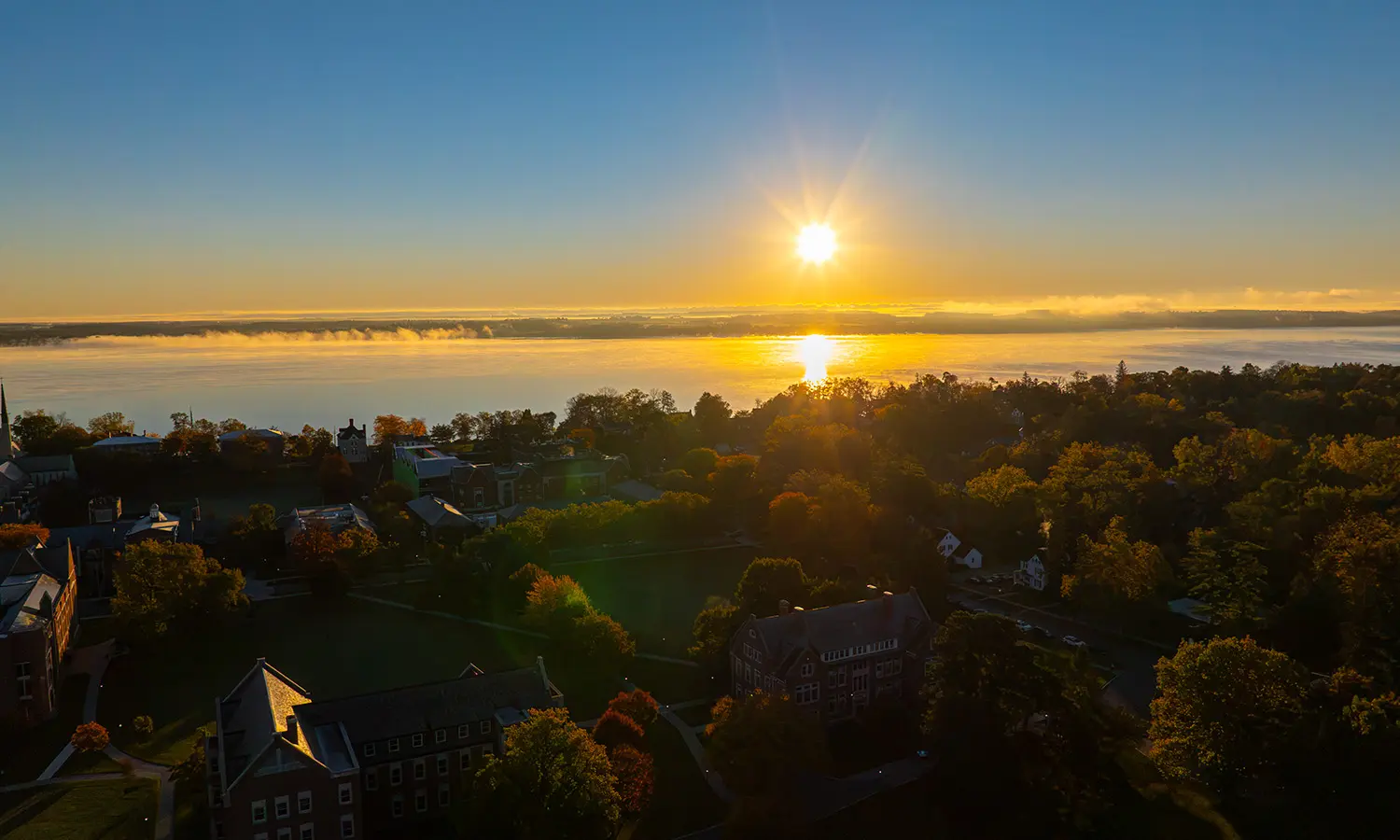 Sunrise over campus.  