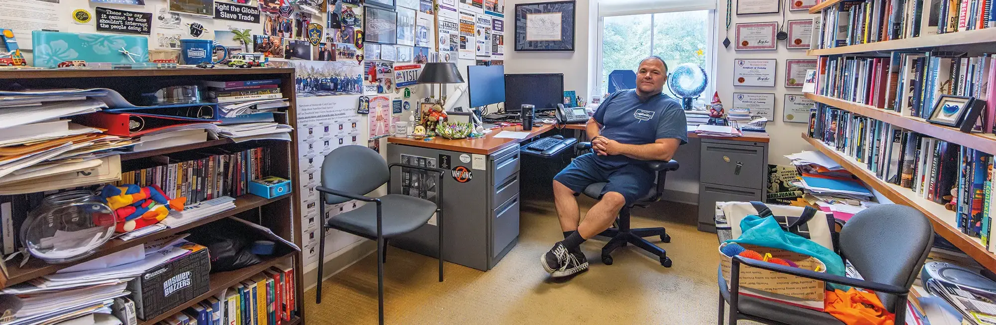 Professor Jim Sutton in his criminology office