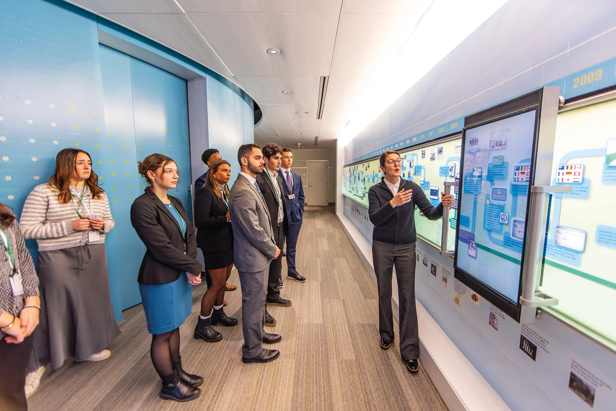 HWS students touring Fidelity Investments as part of a Career Trek program