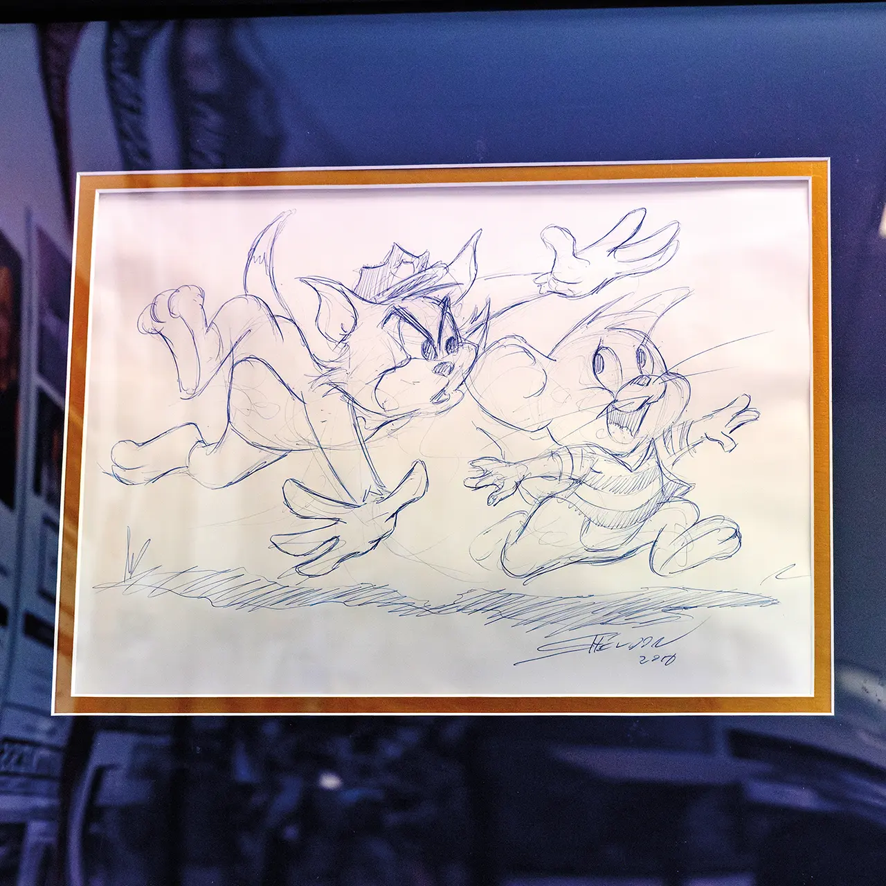 A custom Tom & Jerry police-chase sketch by Sasha Borenstein Curtis '14 and her father