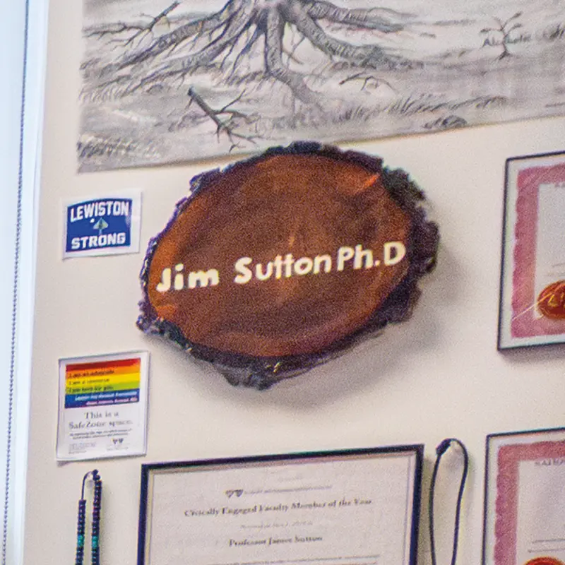 Custom wood nameplate commissioned by California prison staff