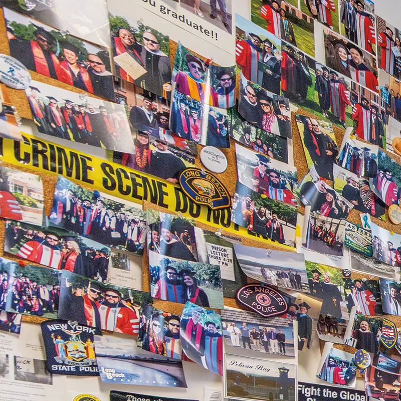 The Memory Wall — challenge coins, patches and keepsakes from former mentees