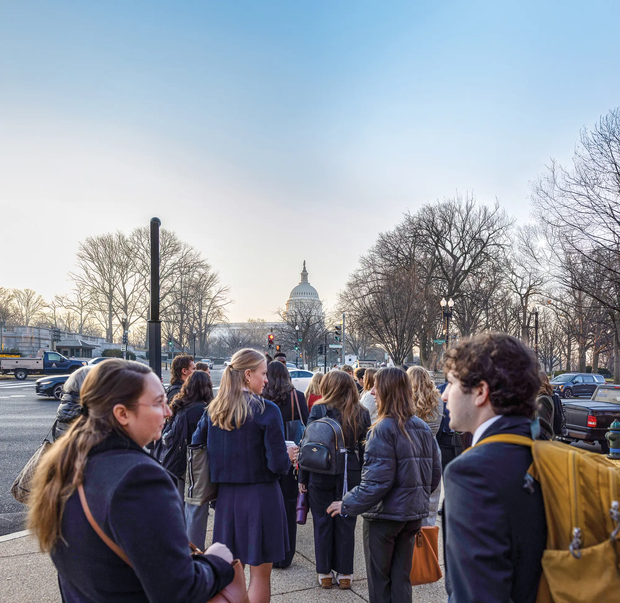HWS students walk to the U.S. Capitol Building during a January Career Trek to Washington, D.C.