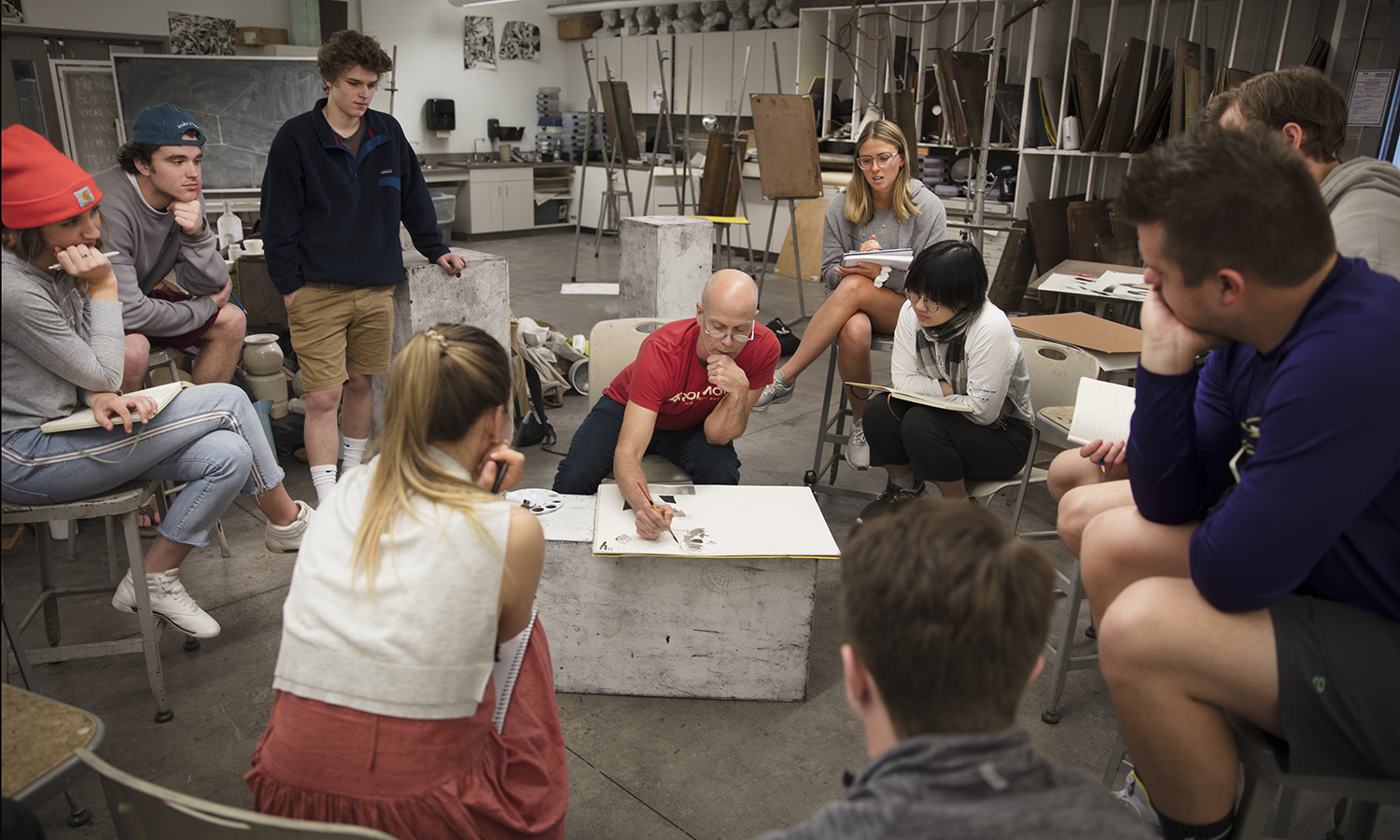 Professor Nick Ruth teaches in a studio