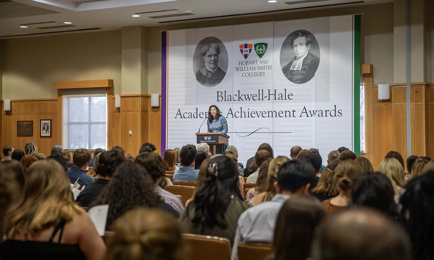 Senior Associate Dean Kelly Payne honors students during the Blackwell-Hale Academic Achievement Awards.