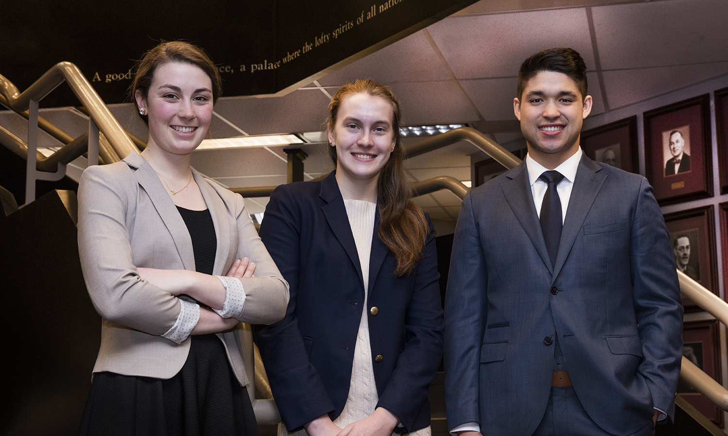 Three JP Morgan interns pose for a photo