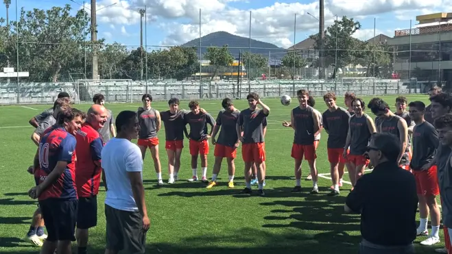 Hobart soccer student-athletes on a trip abroad