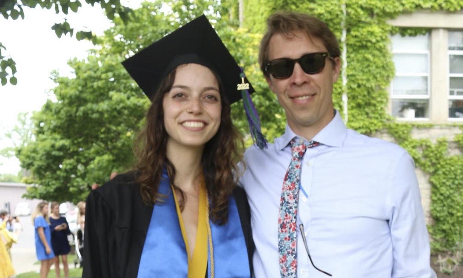 ANI FREEDMAN ’22 AND ASSOCIATE PROFESSOR OF WRITING AND RHETORIC BEN RISTOW.