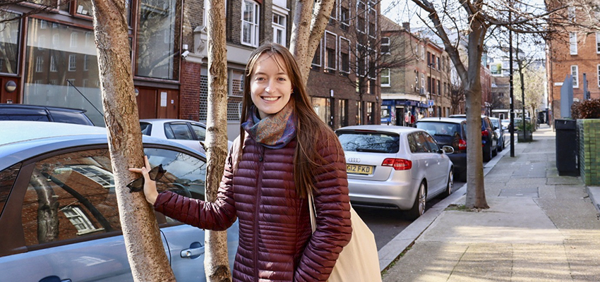 Emma Falkenstein standing in London