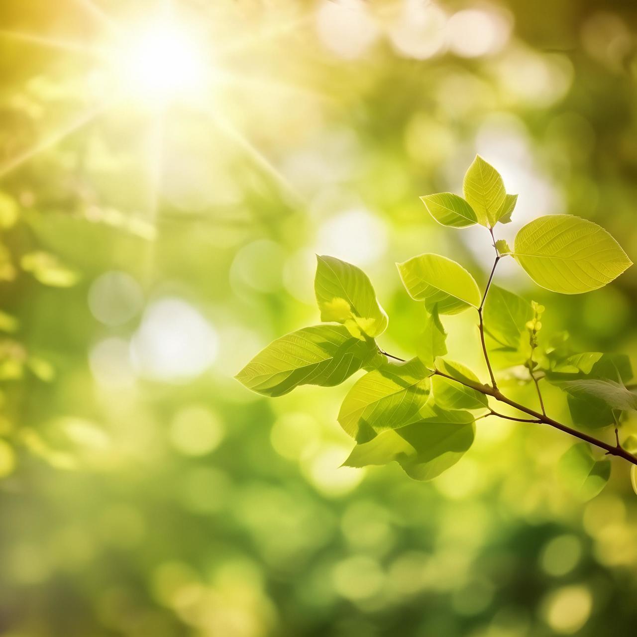 Sun giving light to a leaf.