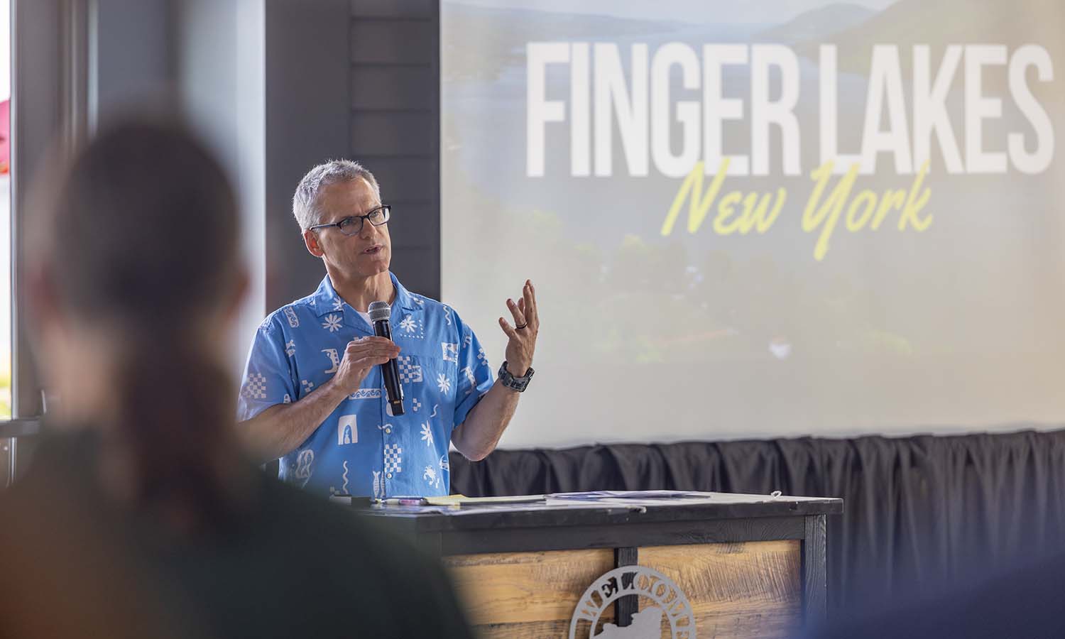 Rob Holmes '92 Rob Holmes ’92, the founder of GLP Films, the company charged with producing the campaign, introduced each of the seven videos highlighting outdoor recreation in the Finger Lakes. 