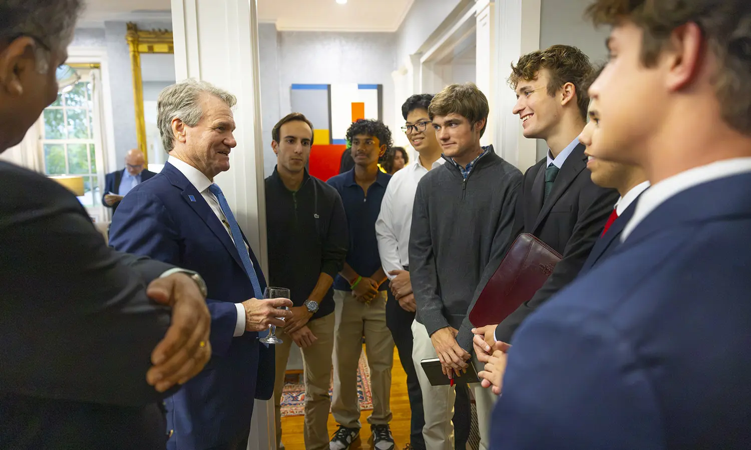 Talking to students.