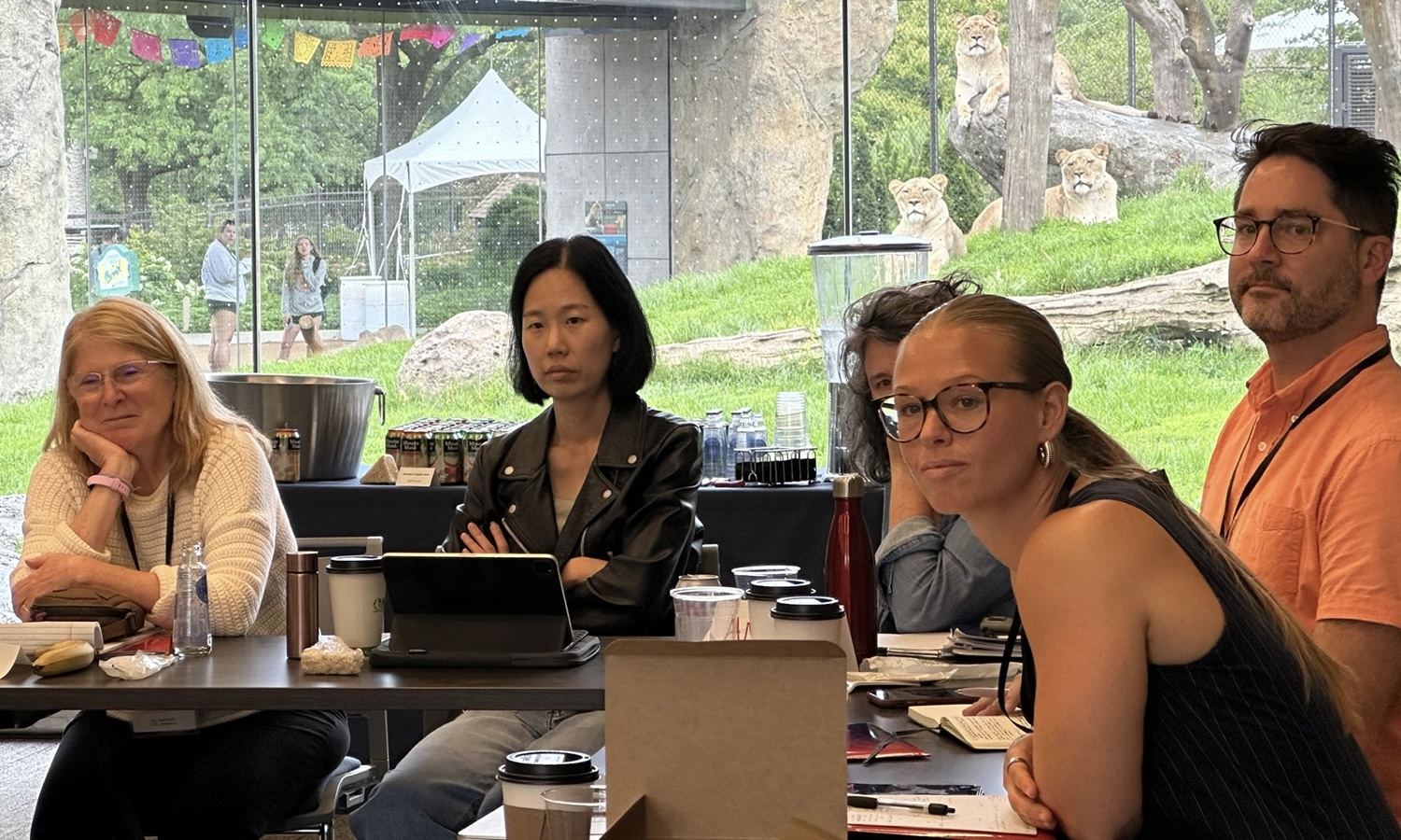 Part of the June 2026 seminar was held in a conference room inside the lion enclosure at a Chicago zoo.